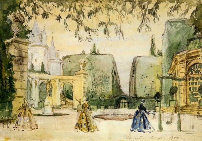 Сочинение по картине: Бенуа - "Эскиз декорации для «Мести Купидона» Танеева"